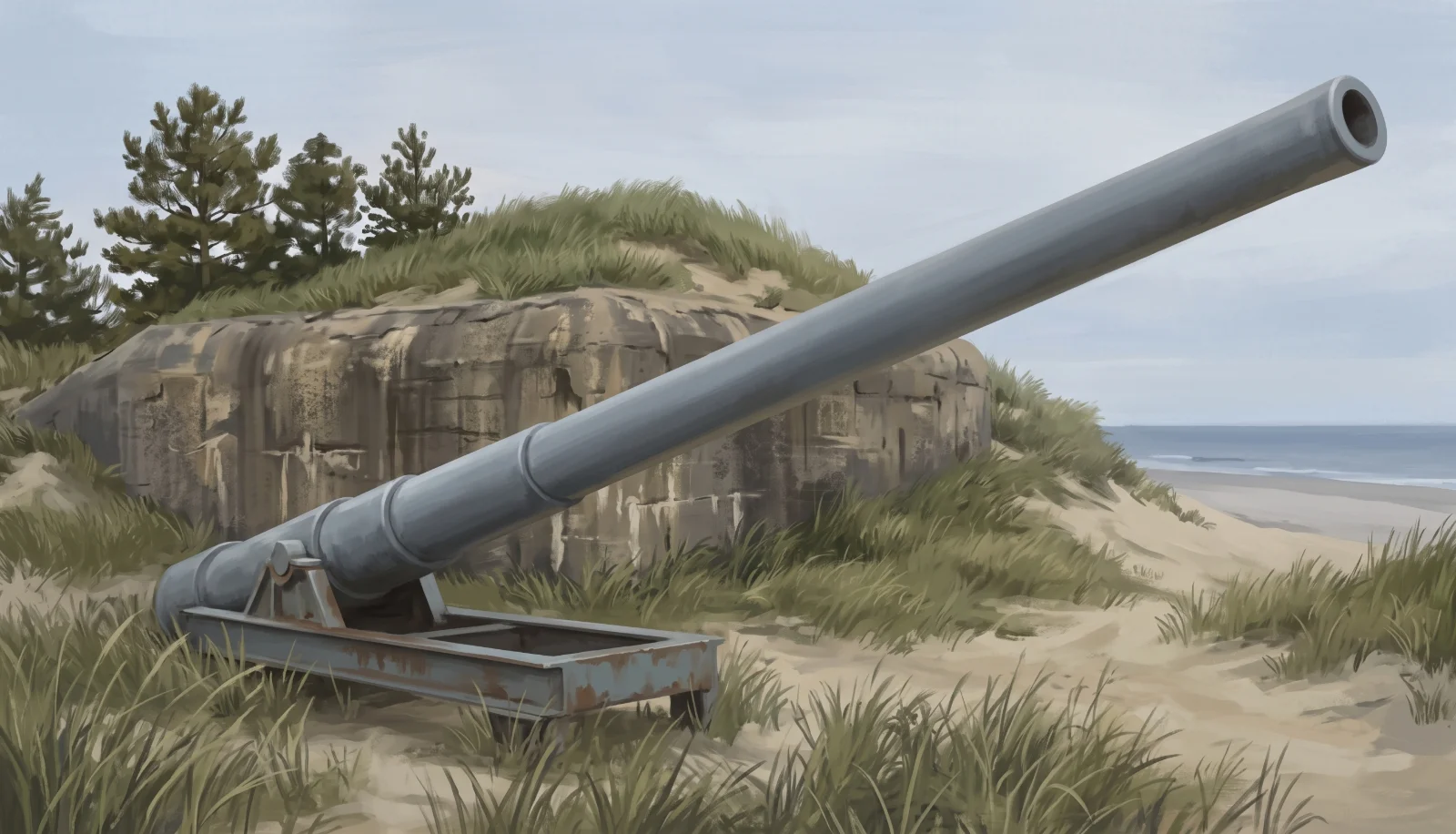 Painted illustration for the chapter Fort Miles.